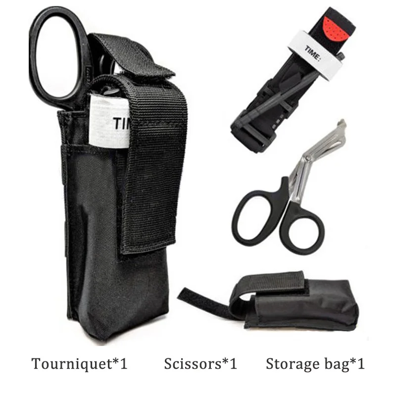 Torniquete Set One-handed Rotating Tourniquet MOLLE EmergencyTactical Surviving Pouch for Outdooor Combat/Exploration First Aid