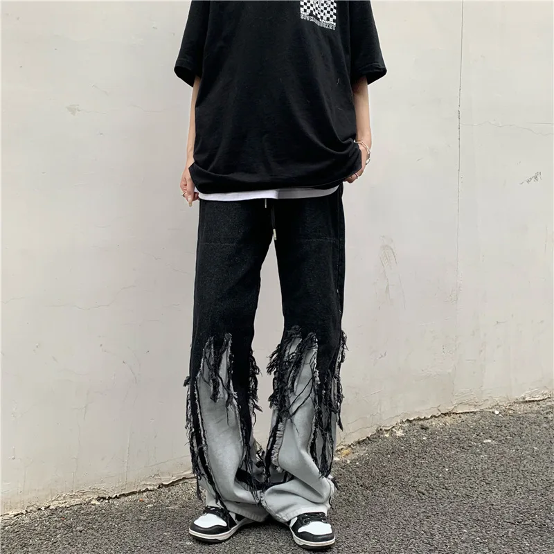 DEEPTOWN Punk Y2K Jeans Loose Straight Designer Denim Pants Casual Harajuku Hip Hop Trousers Male Streetwear Fashion Spring 4XL
