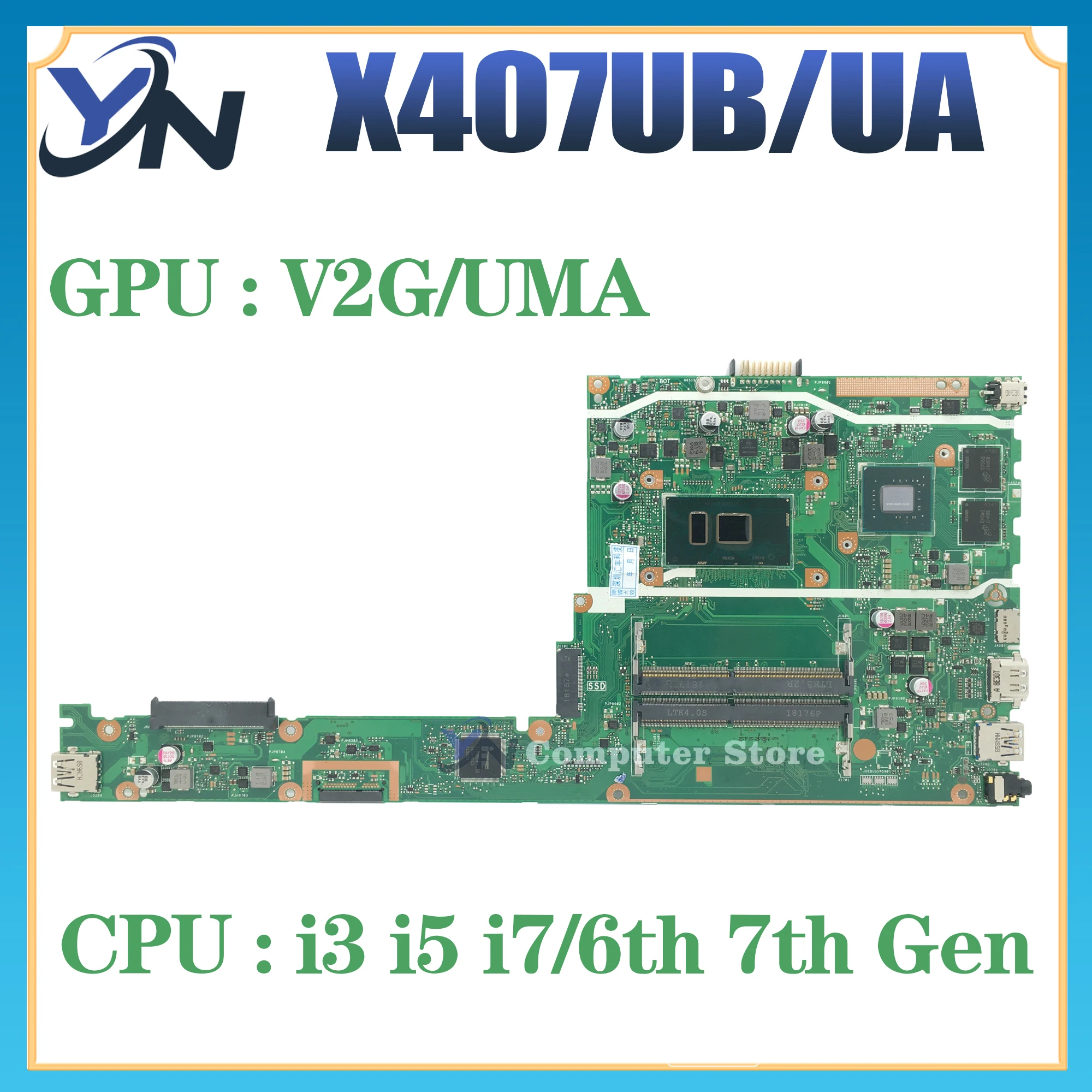 

X407UA Mainboard For ASUS X407 X407U X407UB A407UB F407UA F407UB X407UF A407UA A407UF F407UF Laptop Motherboard I3 I5 I7