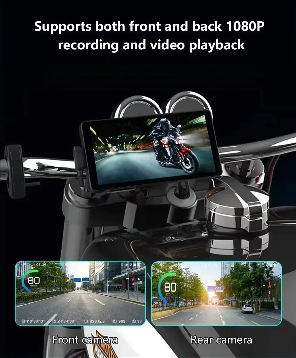 6 3-дюймовый Linux Motor Мотоцикл GPS Carplay Сенсорный экран IPX7 Водонепроницаемый