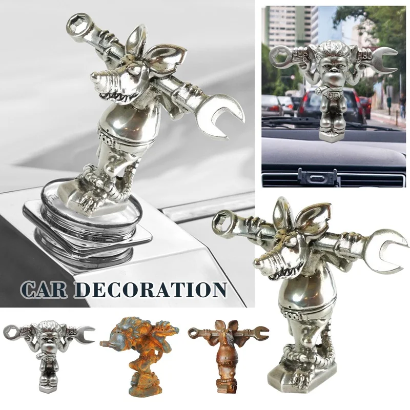 Rod The Rat Mechanic Hot Rod Cover Car Ornament Resin Rat Sculpture Crafts Home Decor Accessories Indoor Figurines