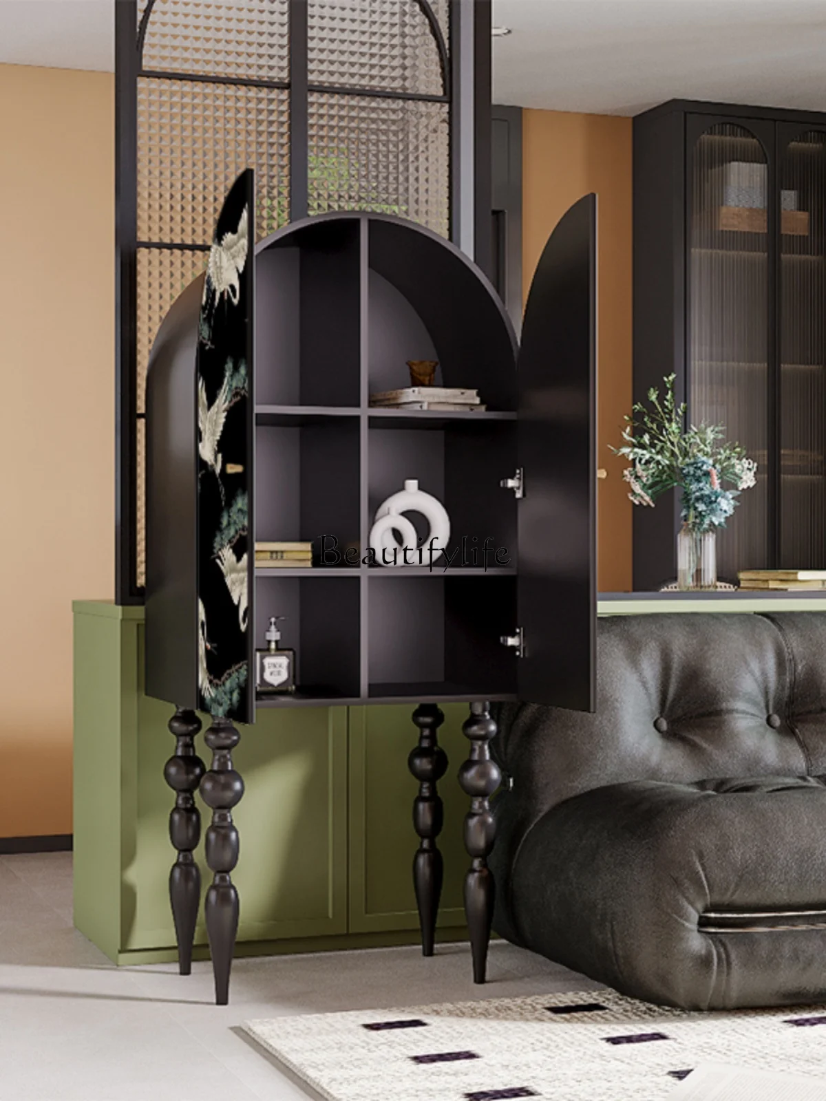 Новый сервант из цельного дерева в китайском стиле арочный верх креативный