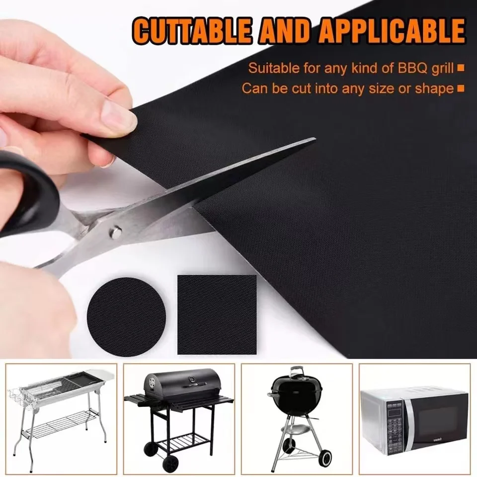 

Non-stick BBQ Grill Mat 40*33cm Baking Mat BBQ Tools Cooking Grilling Sheet Heat Resistance Easily Cleaned Home Kitchen Tools