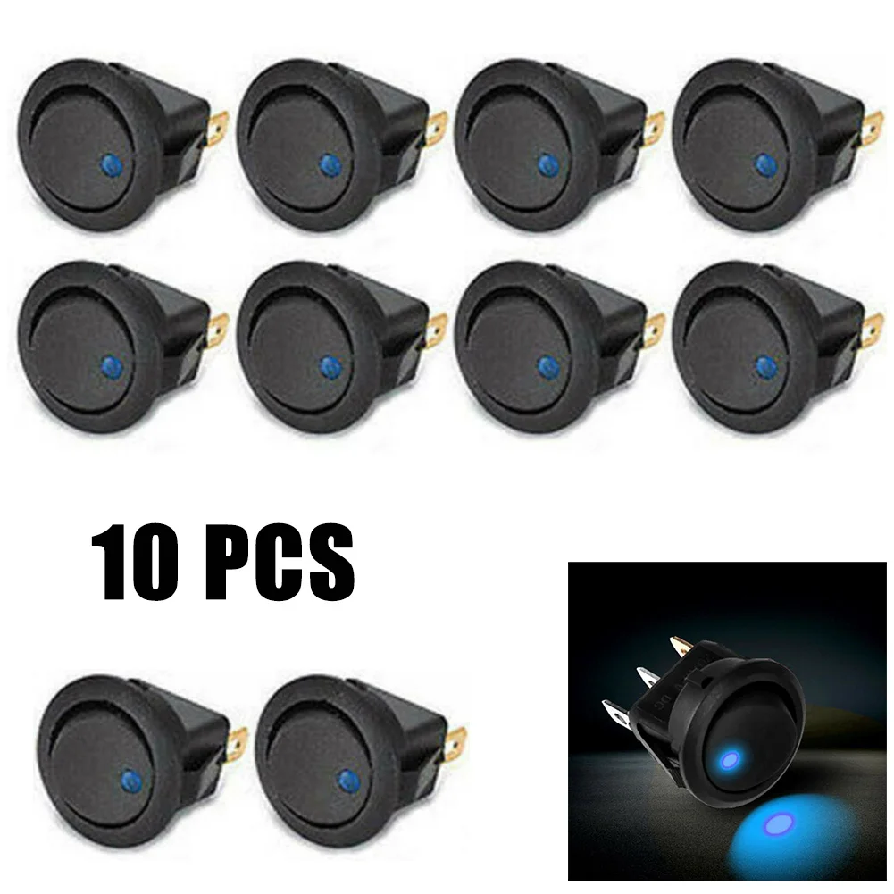 

10x Blue Light LED 12V Car Boat Truck Round Rocker Toggle ON/OFF Round Switch AU Car Accessories High Quality Rocker Switches