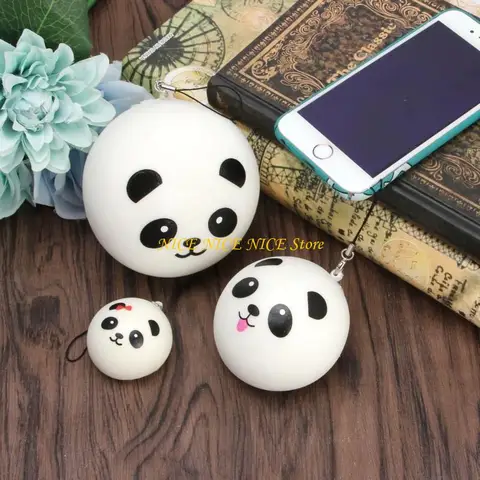 Симпатичная Panda Squishy Pareed Bun Back Bag Pane The Penne Lanyard Caychain Kid Toy Gift
