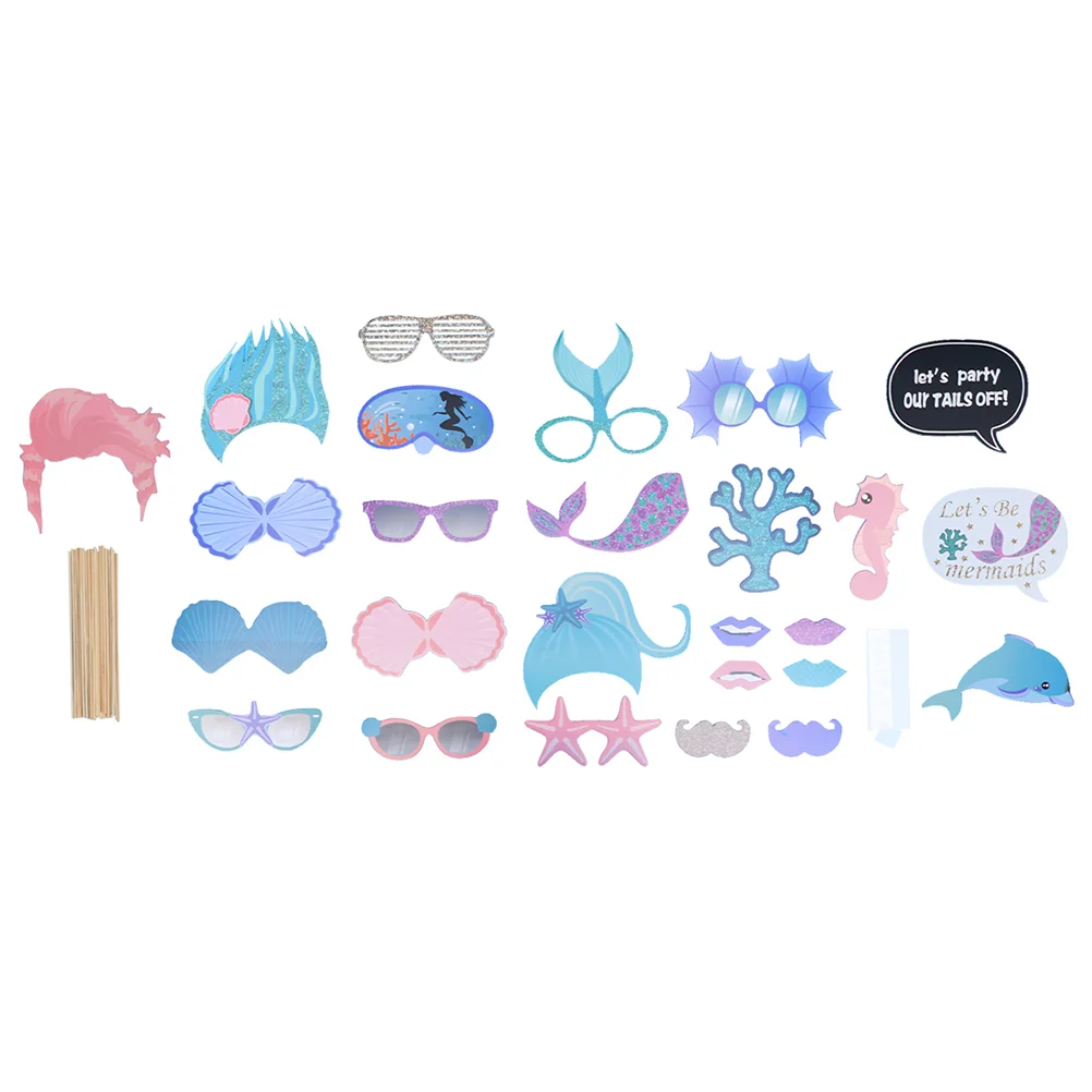 

26Pcs Mermaid Birthday Party Photo Booth Creative Party Shooting Supplies