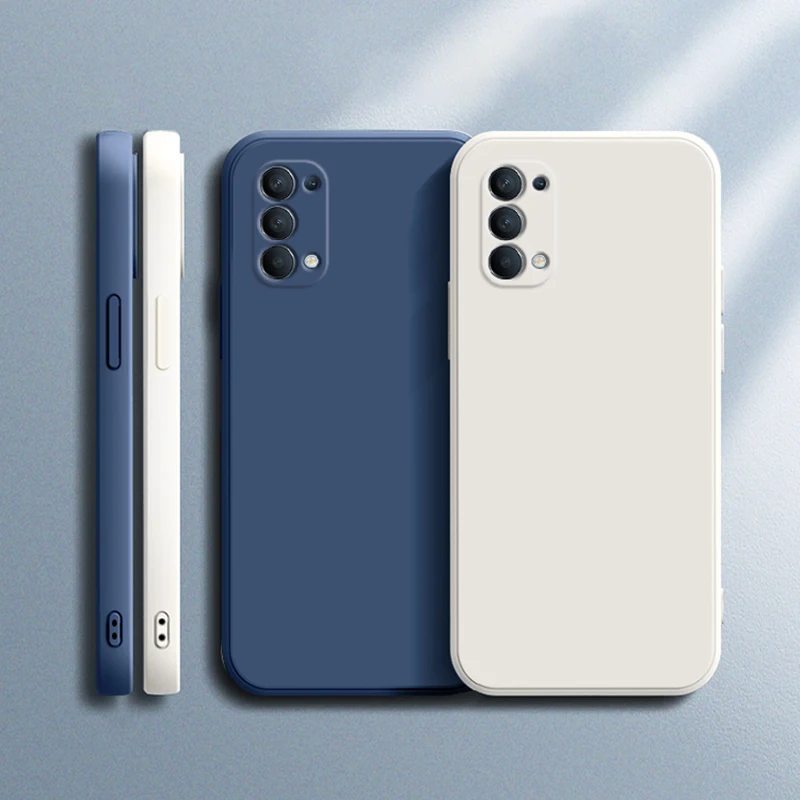 Оригинальный Классический телефонный чехол для OPPO Reno 5 Pro Plus 5K 5Z, квадратный жидкий силиконовый чехол Reno5 5Pro Pro + искусственная задняя крышка, чехол