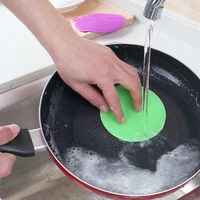reusable silicone sponge cleaning scrubber dish brush circular double sided cleaning dishwashing brush pad for kitchen supplies