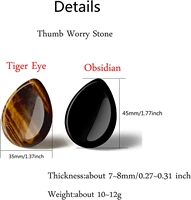 2pcs thumb worry stone tigers eye obsidian healing crystals sets gemstone pocket meditation reiki water drop shaped palm stone