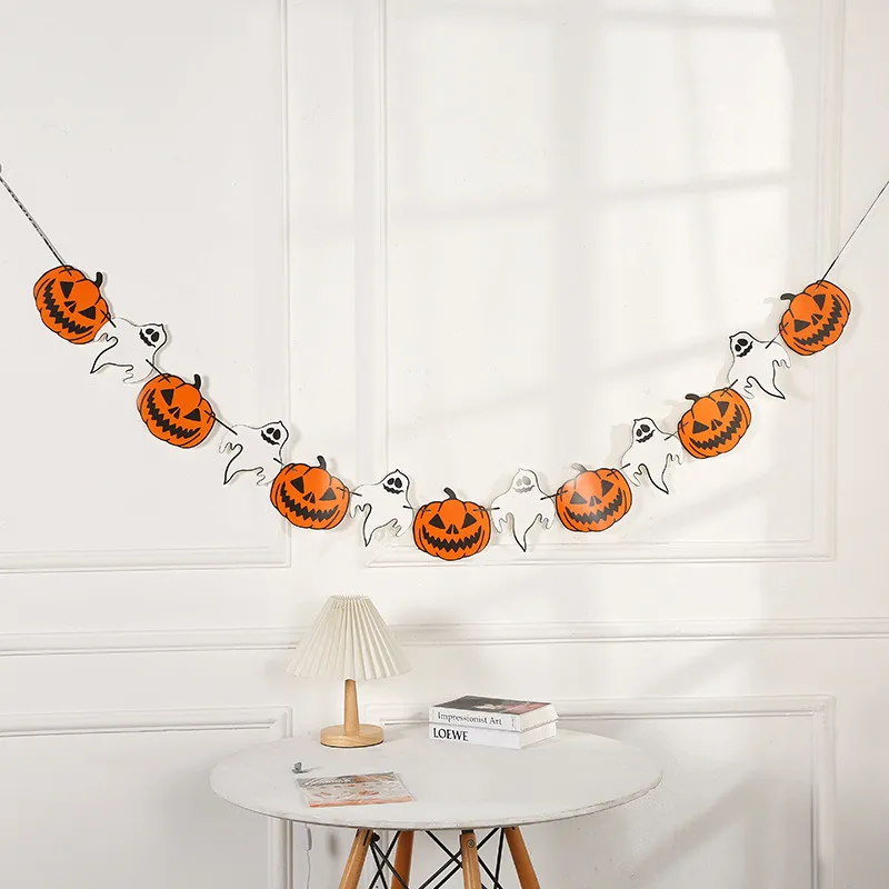 

2022, бумажный баннер на Хэллоуин в виде тыквы, флаг, гирлянда, украшение для дома на Хэллоуин, семейное оформление для вечерние