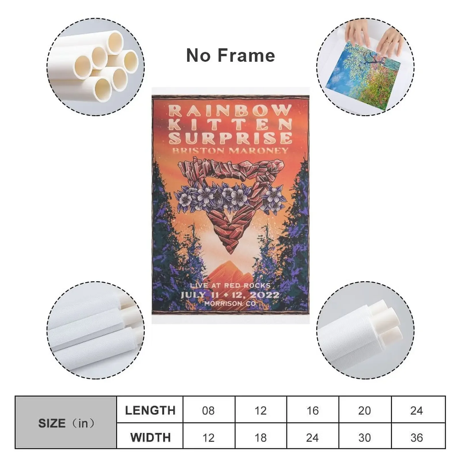 Радужный котенок сюрприз на красной скале волшебная луна зеленая Картина холсте