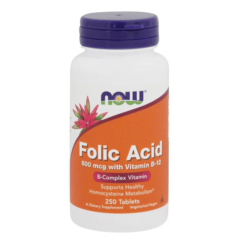 

Free shipping Folic Acid 800 mcg with Vitamin B-12 B-Complex Vitamin Supports Healthy Homocysteine Metabolism 250 Tablets