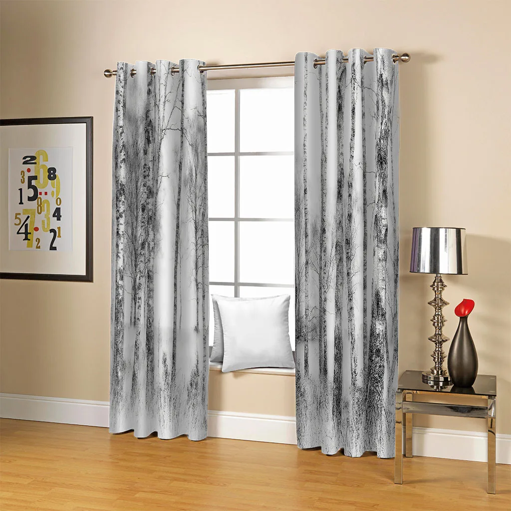 Элегантные занавески HUANZHUANG для комнаты черно-белые туманные лес лидер продаж в