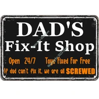 dads fix it shop decor 8 x 12 inch vintage metal aluminum novelty tin signs open 247 toys fixed free room decor