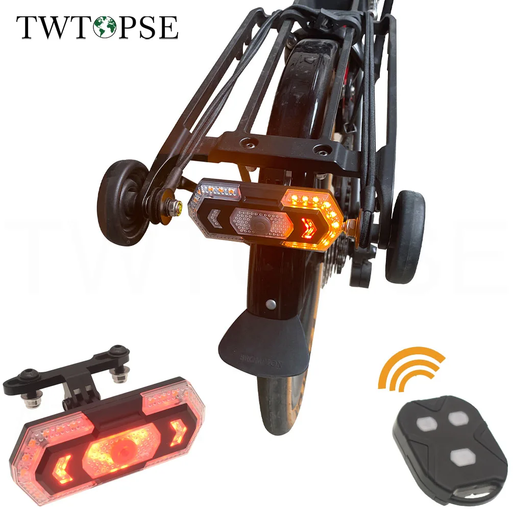 

TWTOPSE Bicycle Remote Control Tail Light For Brompton Folding Bike Wireless Turn Signal Rear Light Original Rack LED Lamp USB
