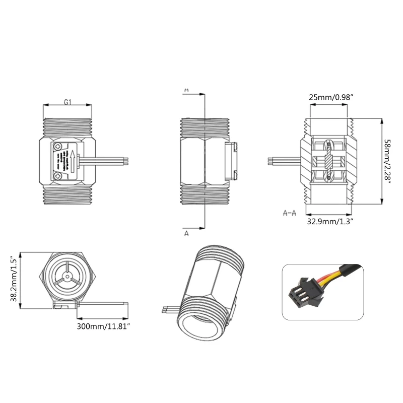 Wasser Fluss Sensor Hall Sensor Schalter Flow Meter Wasser Meter Industrie Turbine Durchflussmesser 1 Zoll Wasser Flow Sensor – Detail 5