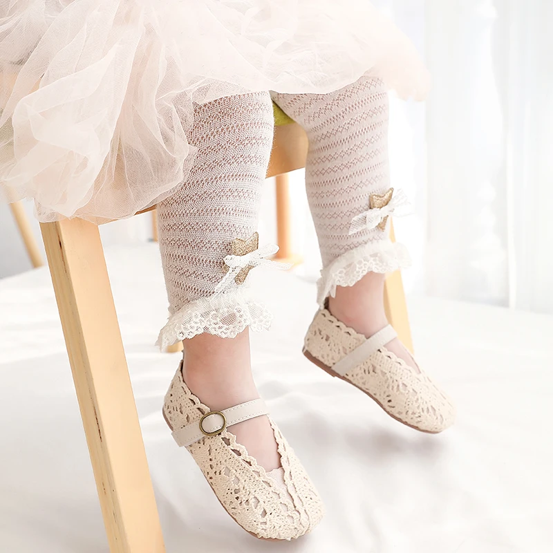 

Infant baby summer Hollow mesh lace trousers girls mosquito-proof breathable princess cropped pants ultra-thin toddler leggings