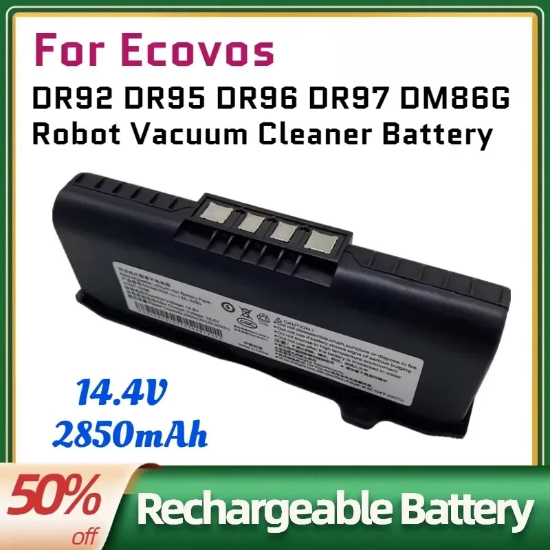 Фото Высококачественная аккумуляторная батарея 14.4V 2850mAh с 0 циклами заряда для роботов-пылесосов Ecovos DR92 DR95 DR96 DR97 DM86G, аксессуары для батарей №1