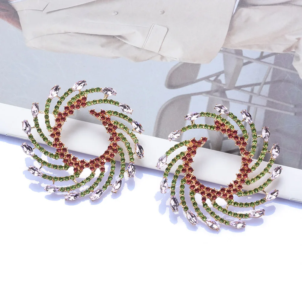 Новинка 2024 трендовые серьги ZA с красочными кристаллами и стразами полые в форме