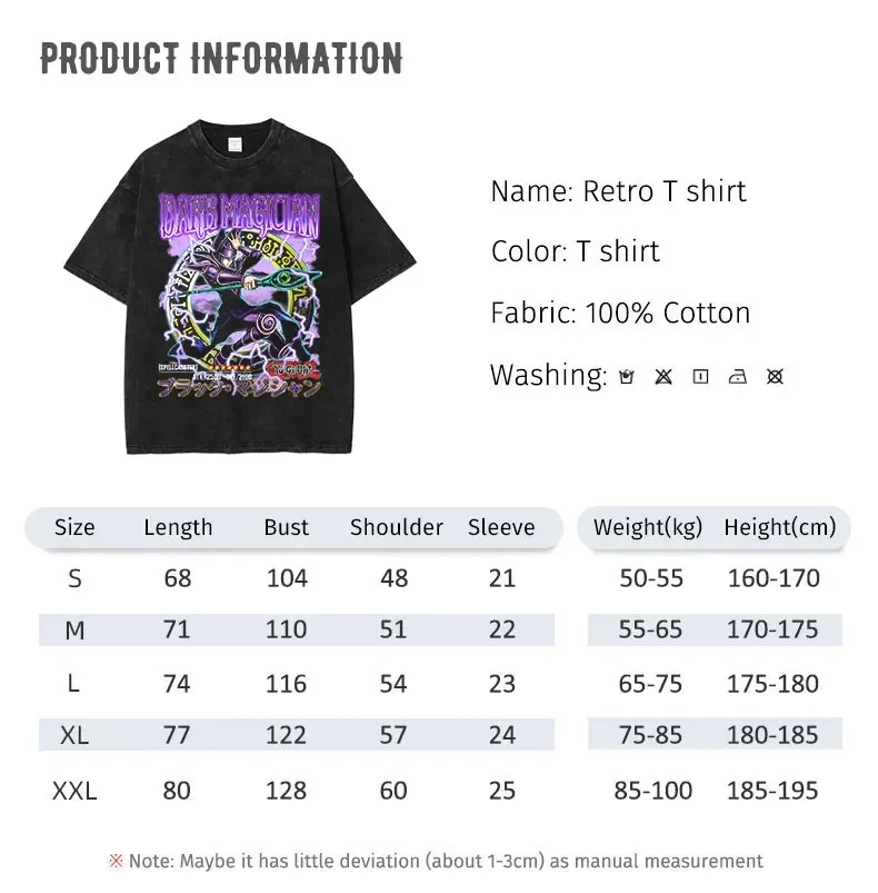 Yu Gi Oh Футболка Аниме Dark Magician Girl Yuugi Kaiba Seto Vintage Washed Top Tees Oversized DTG с короткими рукавами