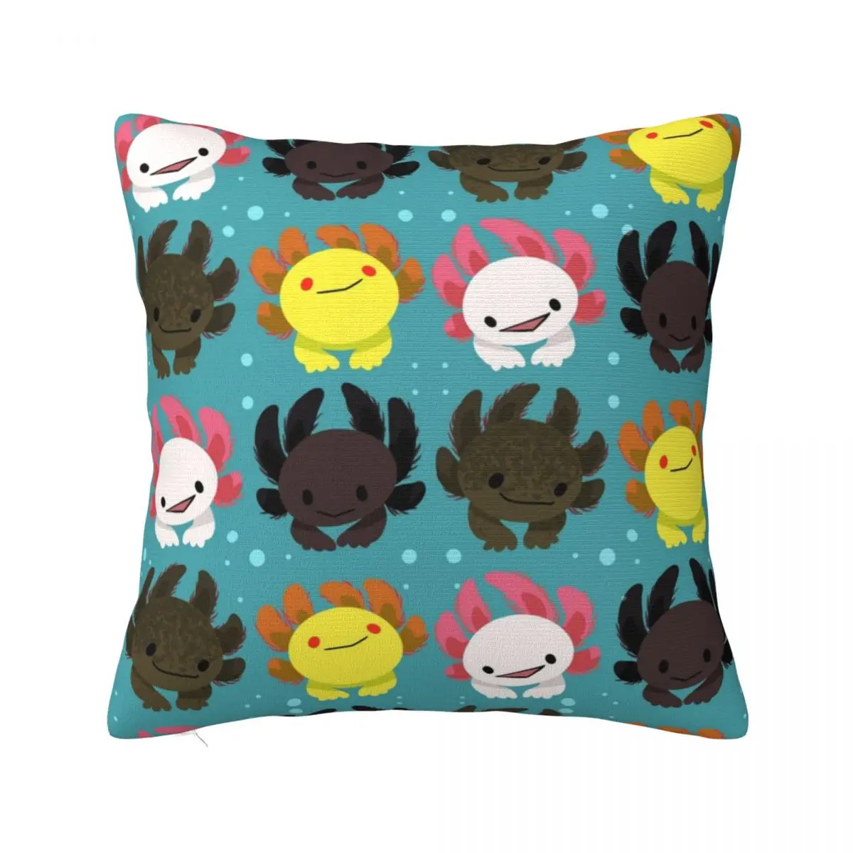 

Axolotl Squad Pillowcase Printed Polyester Cushion Cover Gift Cartoon Anime Salamander Throw Pillow Case Cover Home Zipper 40cm