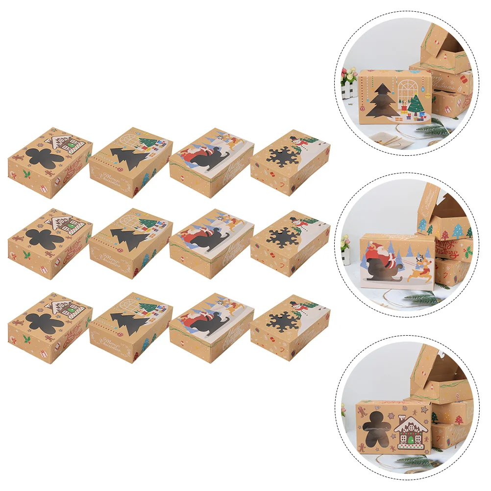 

Box Christmas Gift Boxes Holidayfavor Paperholder Treat Chocolate Bakery Present Cardstock Wedding Goodie Bag Cookie Kraftcandy