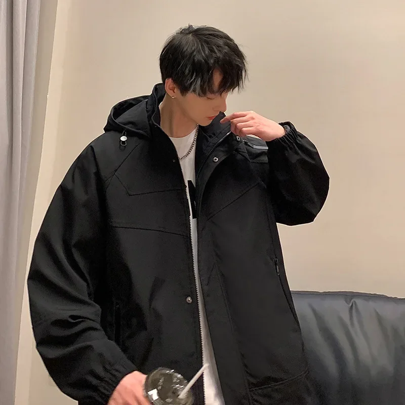 Модная уличная мужская куртка 2024 одежда с капюшоном и цветными блоками оптовая