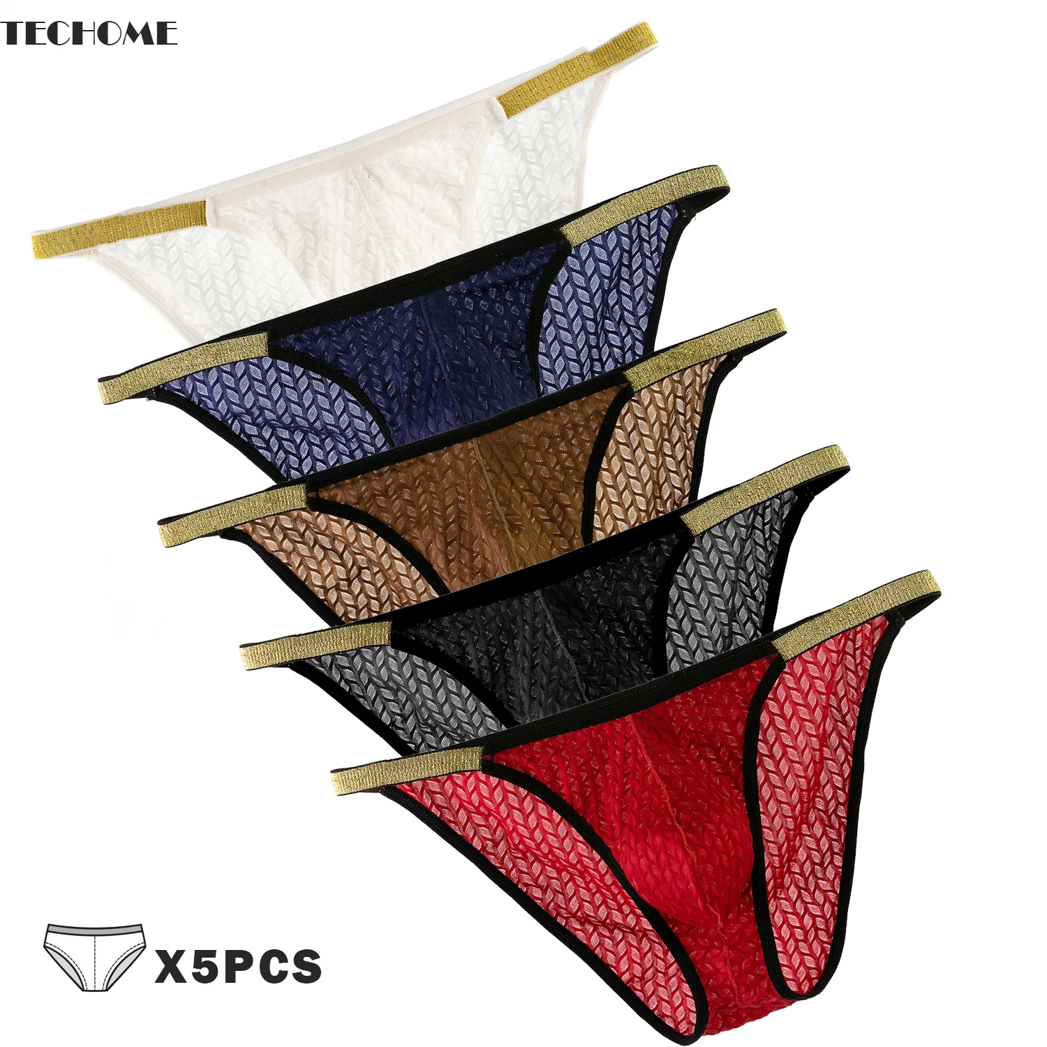 

5 шт., быстросохнущие мужские кружевные трусы, в европейском и американском стиле