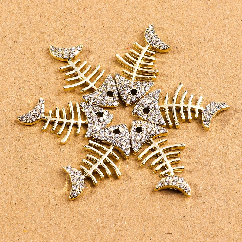 

10pcs 15*27mm Cute Crystal Fish Bone Charms for Making Drop Earrings Bracelet Pendants Necklace Jewelry Making Accessories
