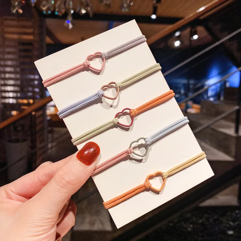 

Simple Hair Tie Hollow Out Love Alloy Hair Ties Woman Lovely Rubber Bands Accessories Girls Band For Loop New Headwear Apparel