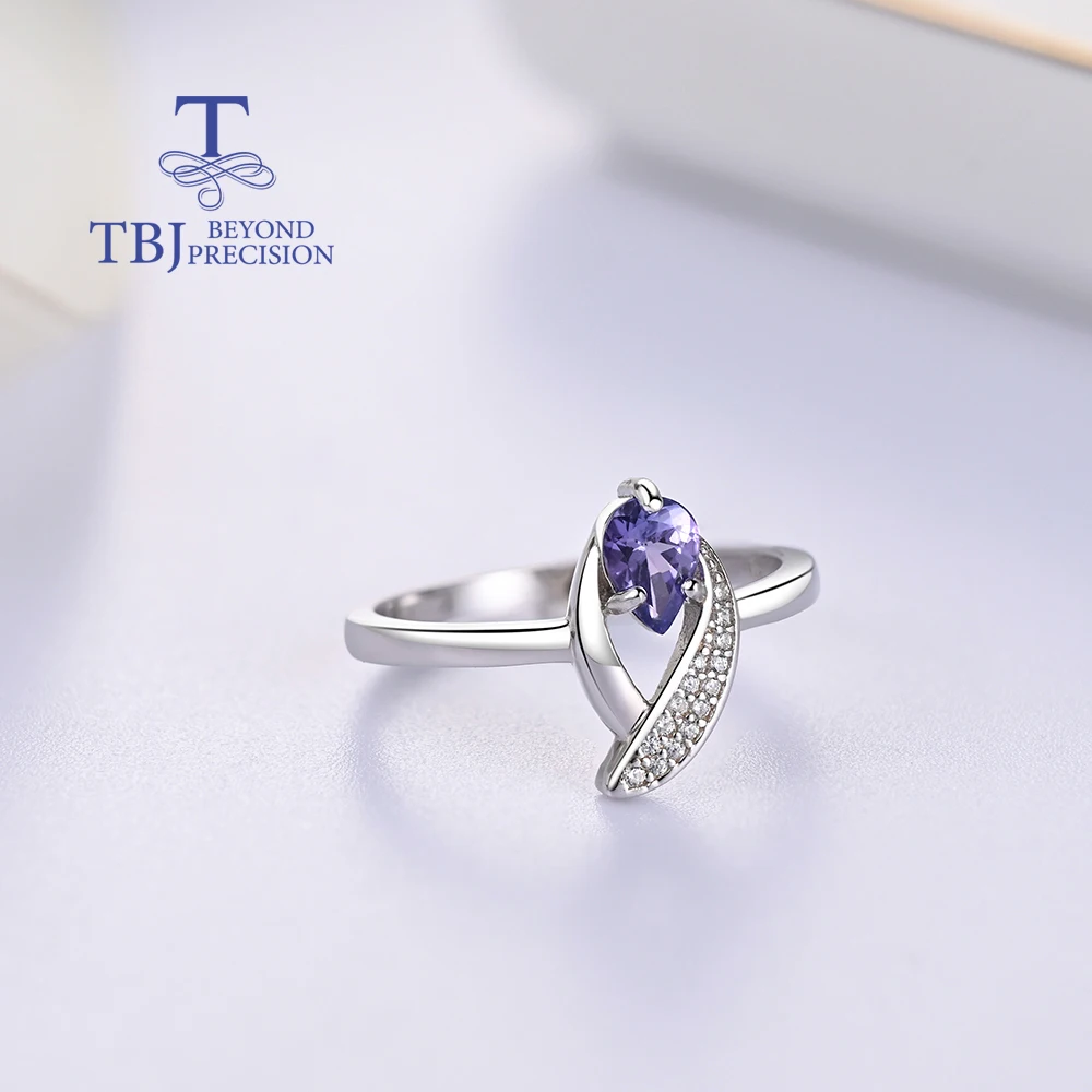 Красивое дизайнерское кольцо из натурального синего танзанита серебро 925 пробы