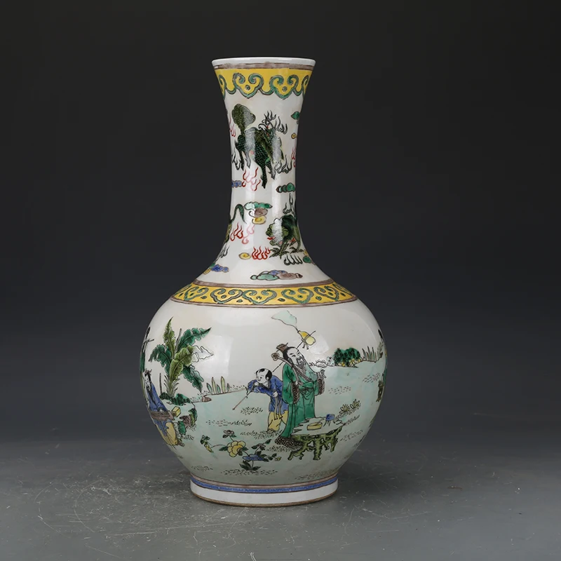 

Ceramic Vase Decoration Garden Meeting Pattern Vase Ornaments Imitation Qing Kangxi Vase Palace Royal King Home Movie Decoration