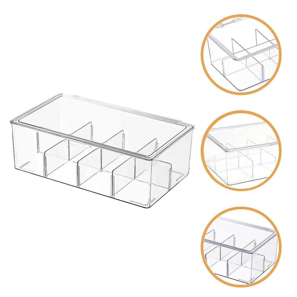 

Kitchen Pantry Bin Condiment Bag Holder Clear Tea Divided Storage Organizer Organization