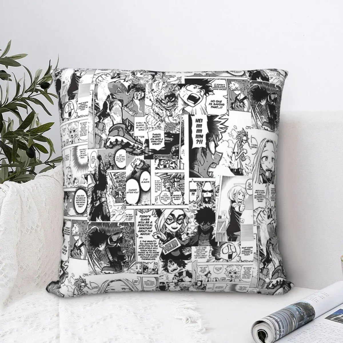 

Manga Essential Polyester Cushion Cover My Hero Academia All Might Manga For Bedroom Chair Decorative Reusable Hug Pillowcase