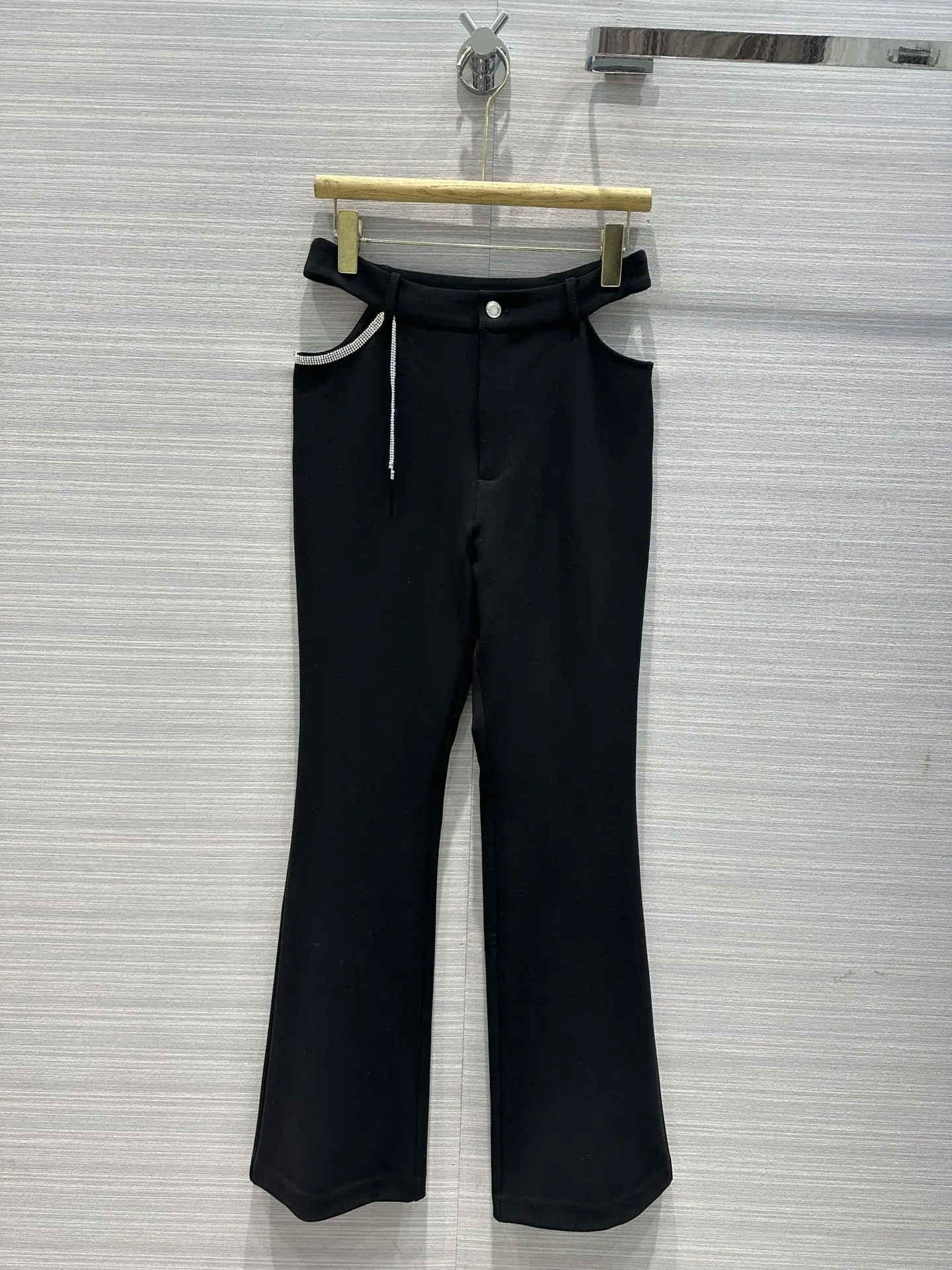2023 spring and summer women's clothing fashion new Hollow Midriff Outfit Chain Suit Pants 0413