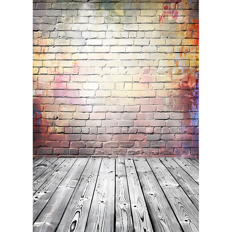 Фон для фотосъемки с изображением кирпичной стены и деревянного пола