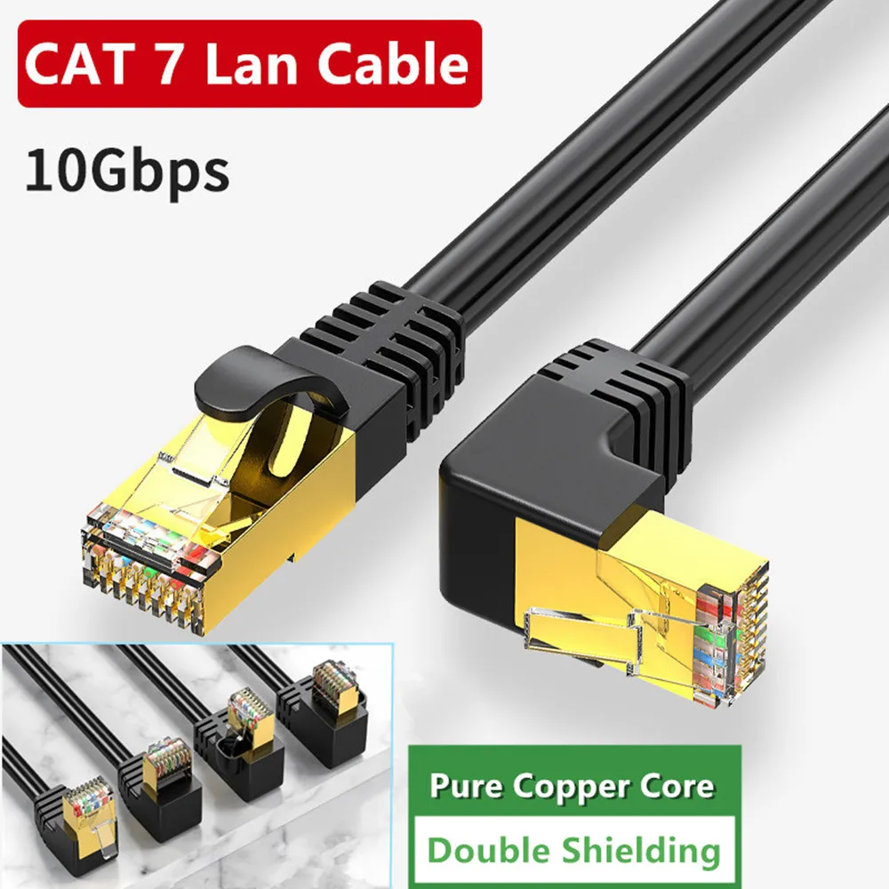 

6882 NO.2Cat7 Ethernet Kabel Lan-kabel Sftp RJ45 Netwerk Kabel Haakse 90 Graden Voor Compatibel Patch Snoer Voor Computer
