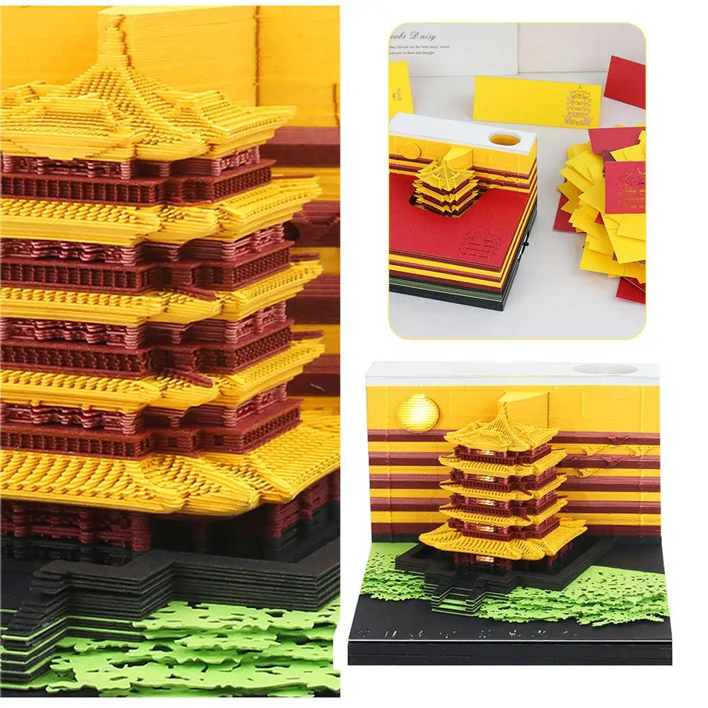 

Желтый журавль башня 2024 календарь 3D записная книжка omoshiking Подарочный блок записная книжка календарь 3D год бумажный блокнот стол новый офис 242Sh U5O1