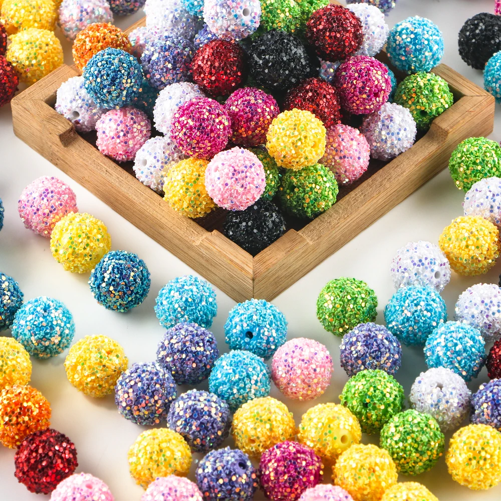 10/20Pcs 18MM Acrylic Round Bead Mermaid Tears Sequins Bead Sequins Pasting Process For Jewelry Making Bracelets DIY Accessories