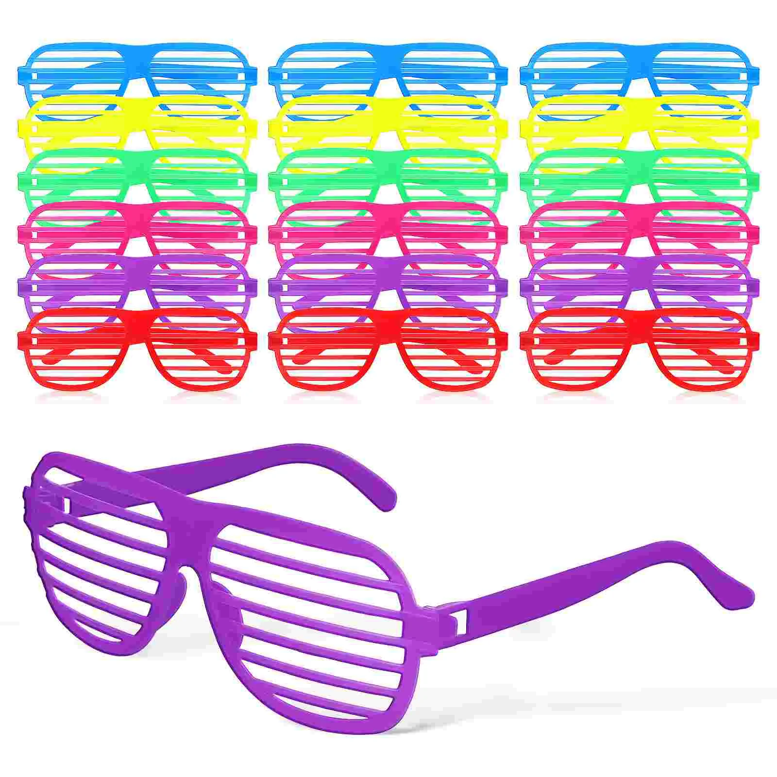 

18 Pcs Plastic Party Sun Glasses Shutter Cosplay Eyeglasses 80s Sunglasses Photo Props Shades Accessories Neon