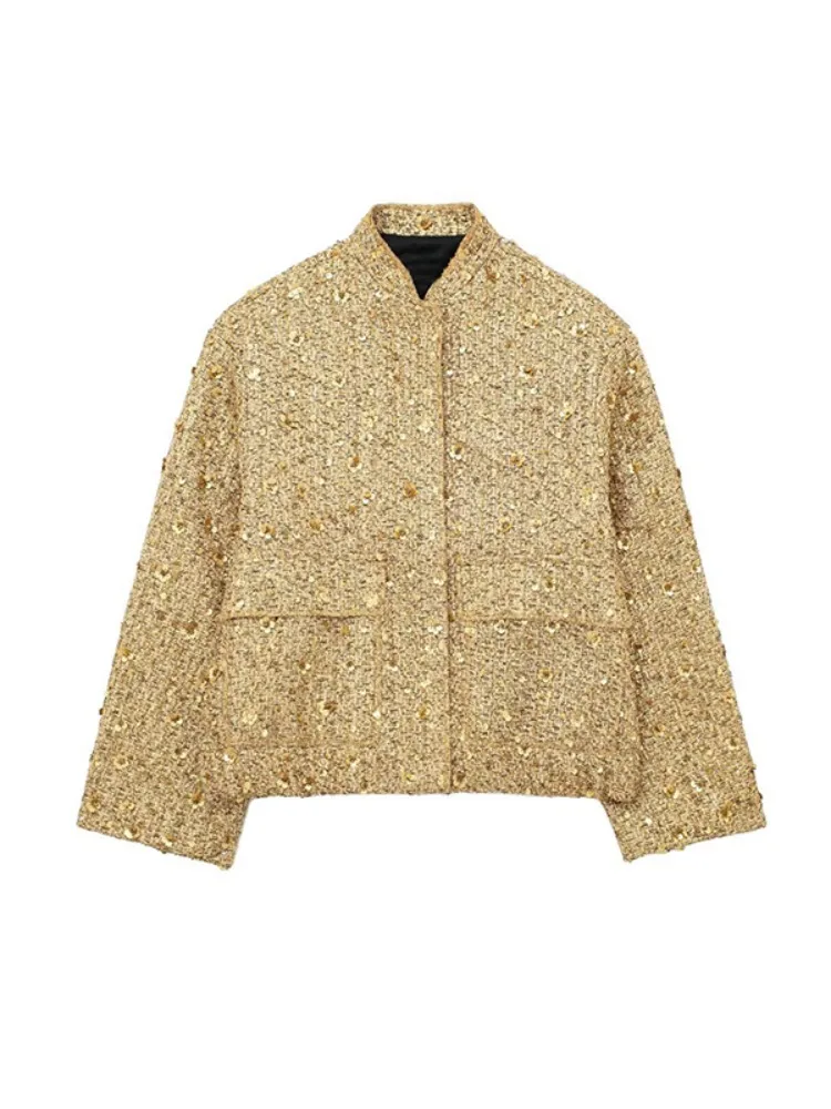 Женская куртка с блестками Freeacy осенняя Стильная верхняя одежда