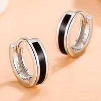 925 silver needle small circle black white earrings men women unique design fashion light luxury ol jewelry