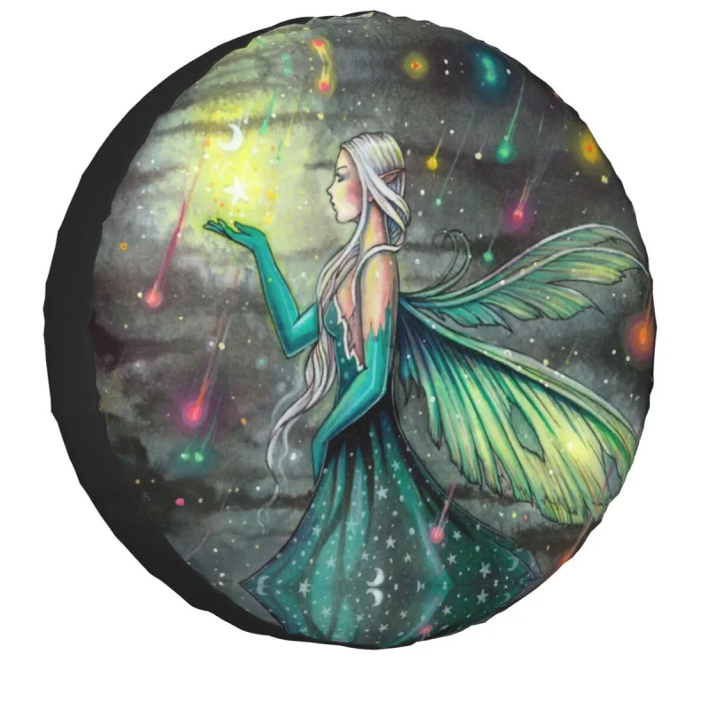 

Star Showers Fairy Fantasy Artwork Spare Tire Cover for Jeep Honda Custom Molly Harrison Waterproof Dust-Proof Car Wheel Covers