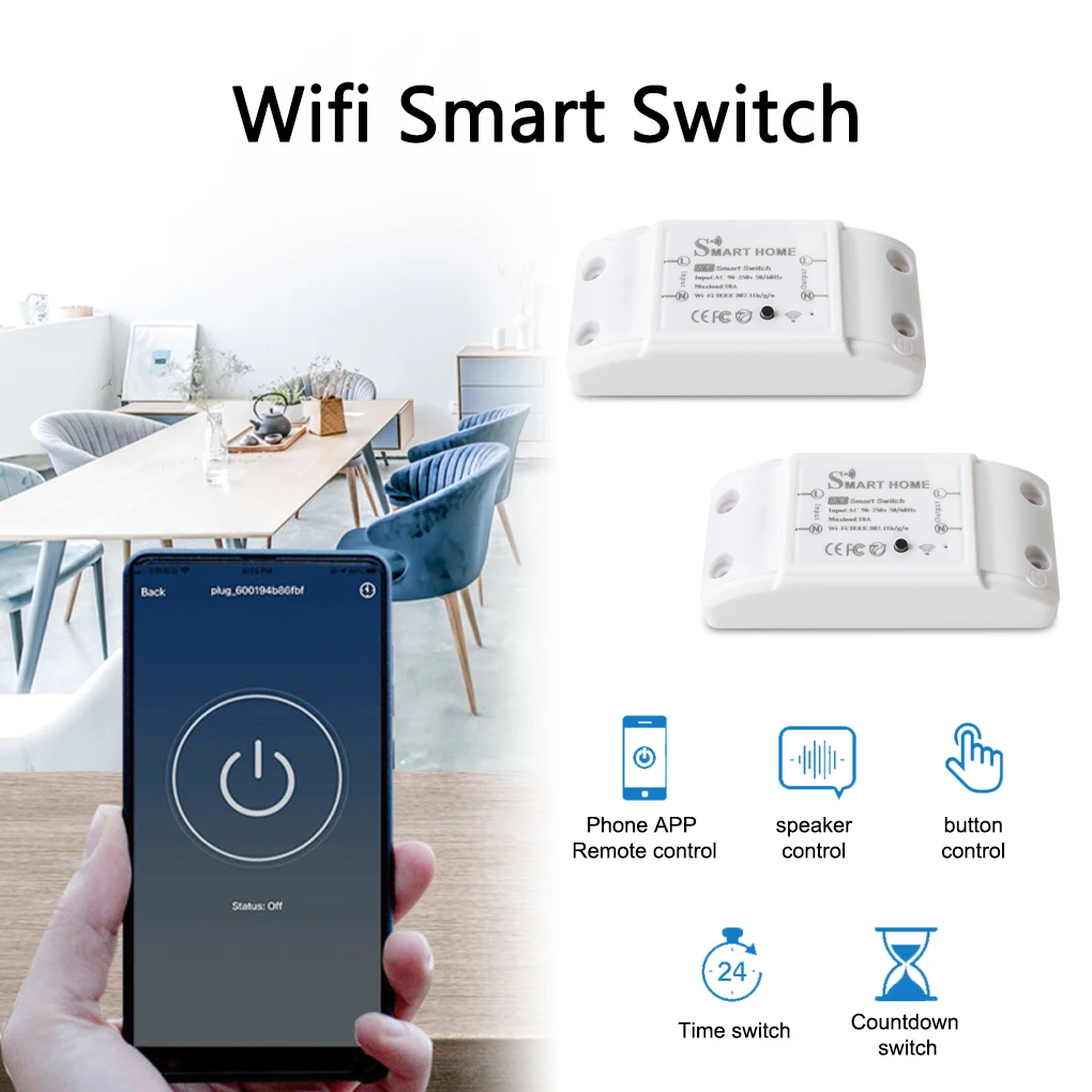 

WiFi Smart Breaker Voice Assistant DIY Programmable Light Switch Module Bluetooth-compatible Automation Controller