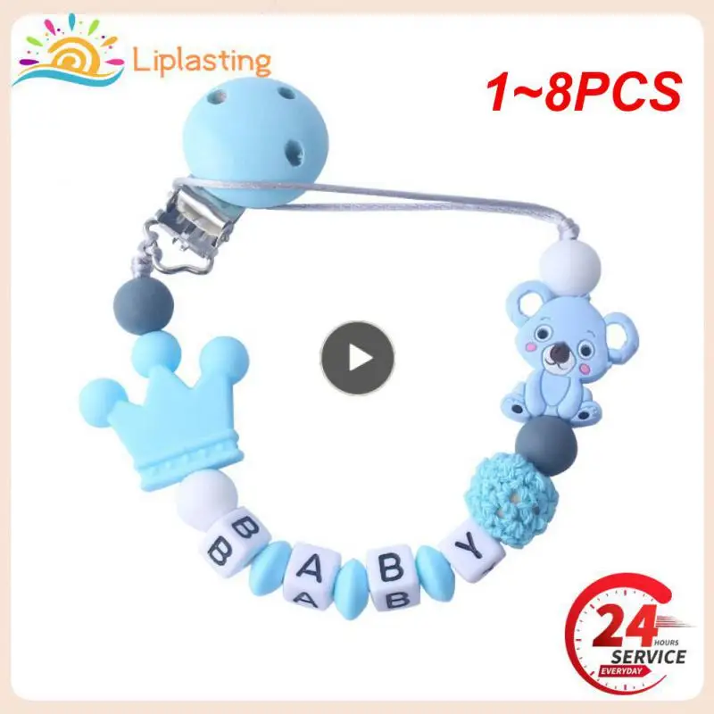 

1~8PCS Personalized Name Baby Pacifier Clips Koala Pacifier Chain Holder for Baby Teething Soother Chew Toy Dummy Clips