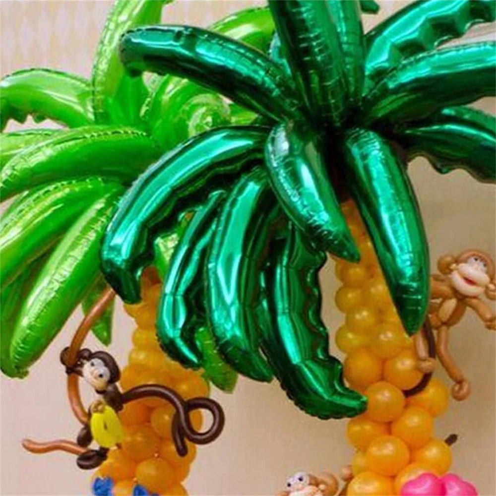 5pcs Coconut Tree Leaf Foil Balloons Birthday Party Wedding Room Decoration Palm Leaf Aluminum Globos Opening Ceremony Supplies