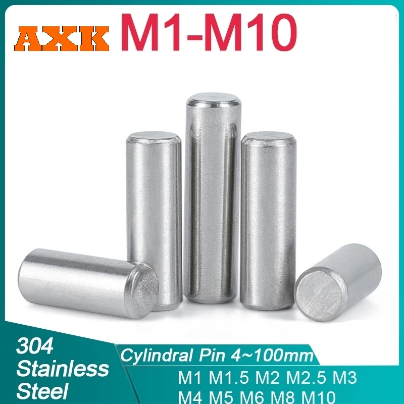 

M1 M1.5 M2 M2.5 M3 M4 M5 M6 M8 M10 Цилиндрический штифт Установочный дюбель из нержавеющей стали 304 Фиксированный вал Твердый стержень GB119 4 ~ 100 мм