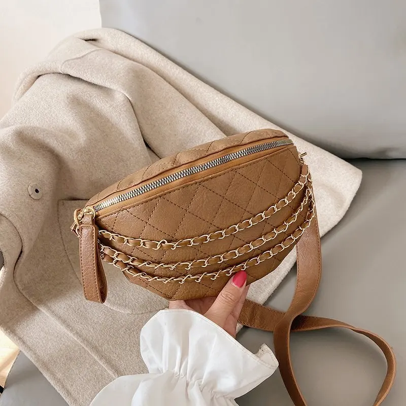 

Модная поясная сумка-тоут 2023, Женская Роскошная нагрудная Сумка-седло, Высококачественная сумка через плечо из искусственной кожи с цепочкой, женская сумка