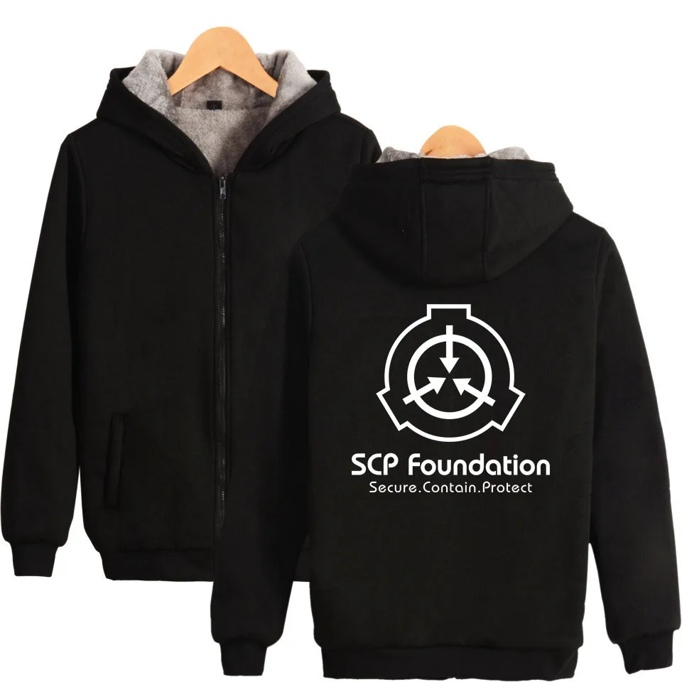 

2022 SCP Foundation Oversized Women/Men Hoodie Sweatshirt Winter Thick Warm Fleece Zipper Hooded Jacket Male Coats Tracksuit Top