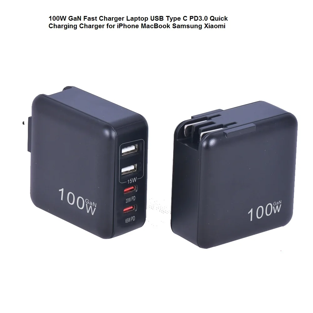 

High Power EU US Wall Plug GaN Adapter 100W USB Type C PD Fast Quick Charge for Smartphone Laptop Macbook